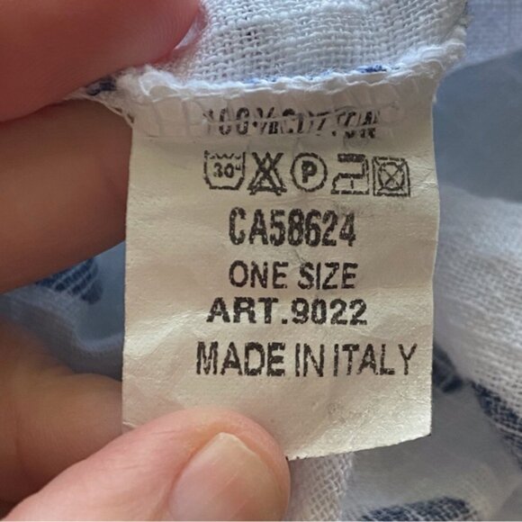 Beyond Capri Midi Dress Woman One Size White Blue Polka Dot 100% Cotton Artsy - Picture 8 of 12